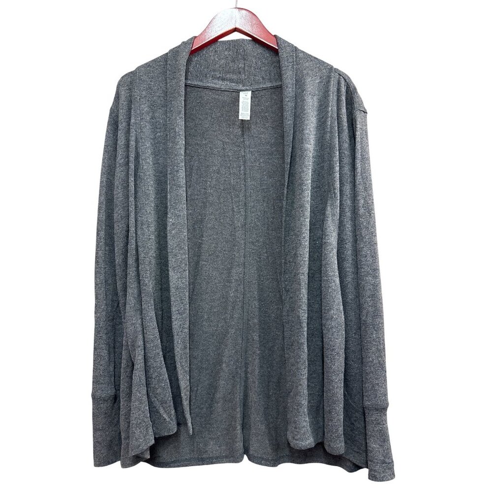 Love Life Live Gray Open Front Cardigan Sweater M Rayon Blend Long Sleeves